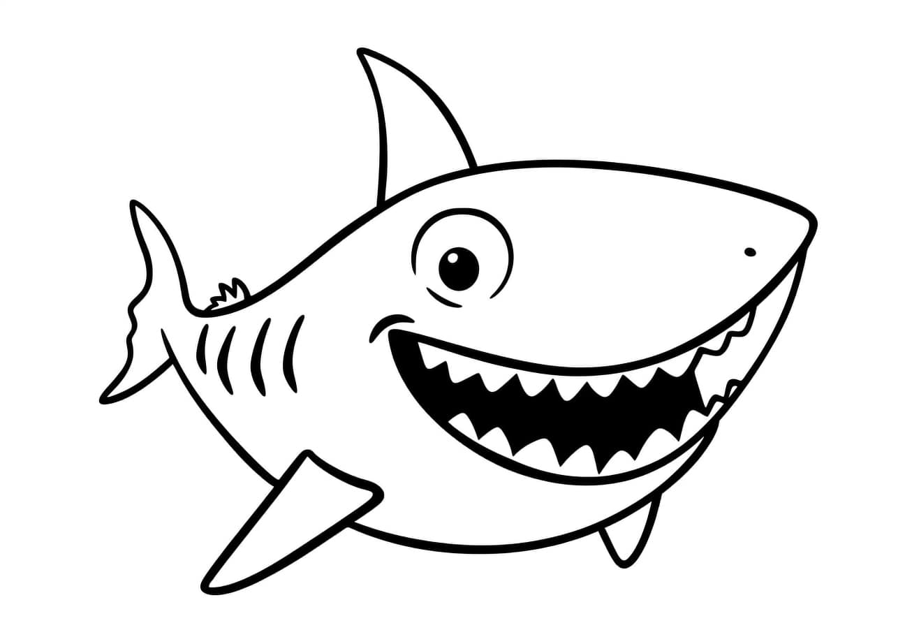Shark Coloring Pages, かわいいサメ