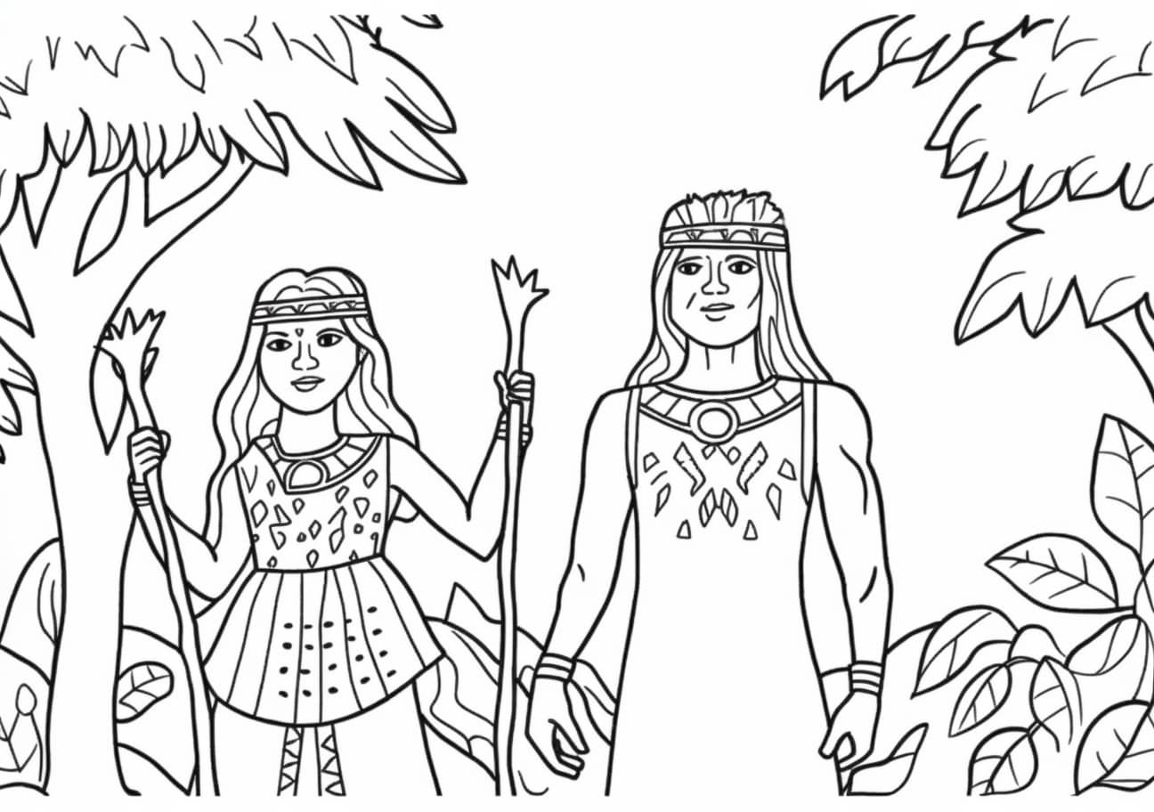 Adam and Eve Coloring Pages, Adam and Eve