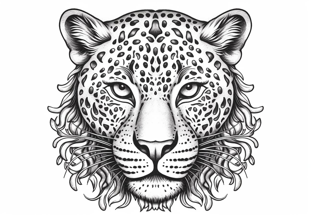 Leopards Coloring Pages, Leopard face, zentagle, mandala