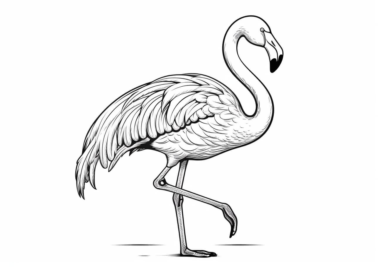 Flamingos Coloring Pages, Detailed Flamingo