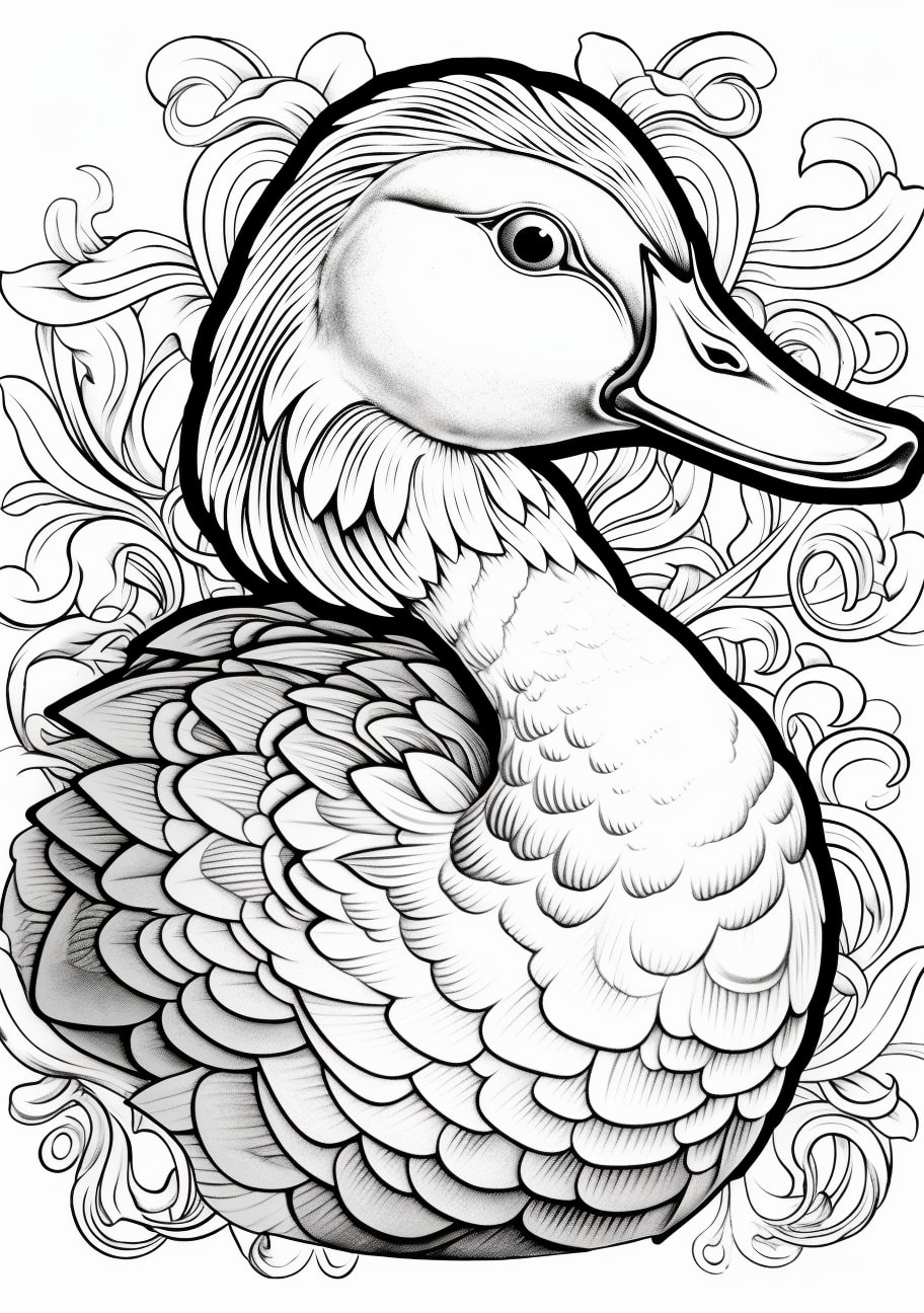 Ducks Coloring Pages, zentagle art, Duck