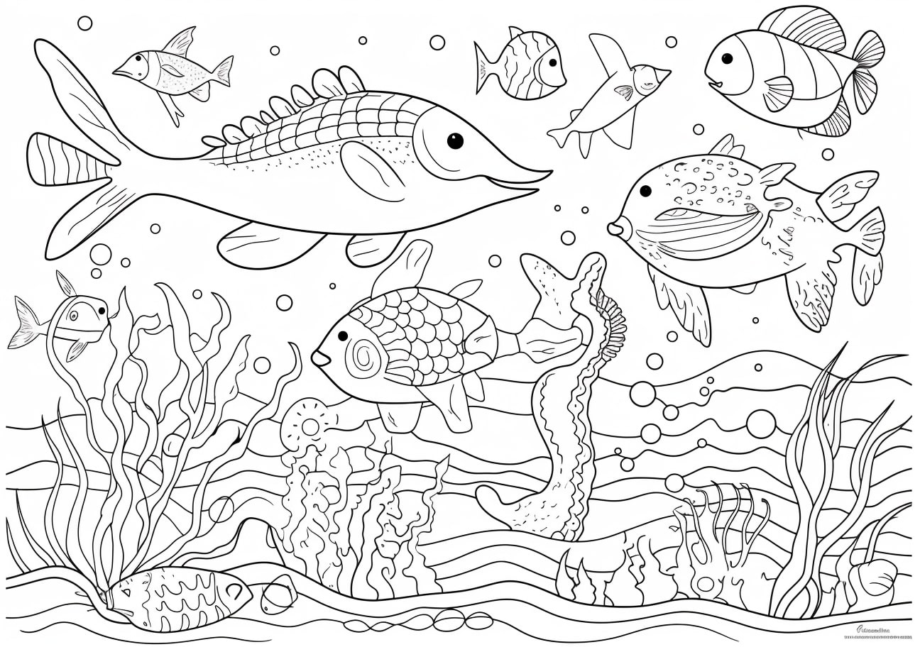 Ocean Coloring Pages, 海の動物