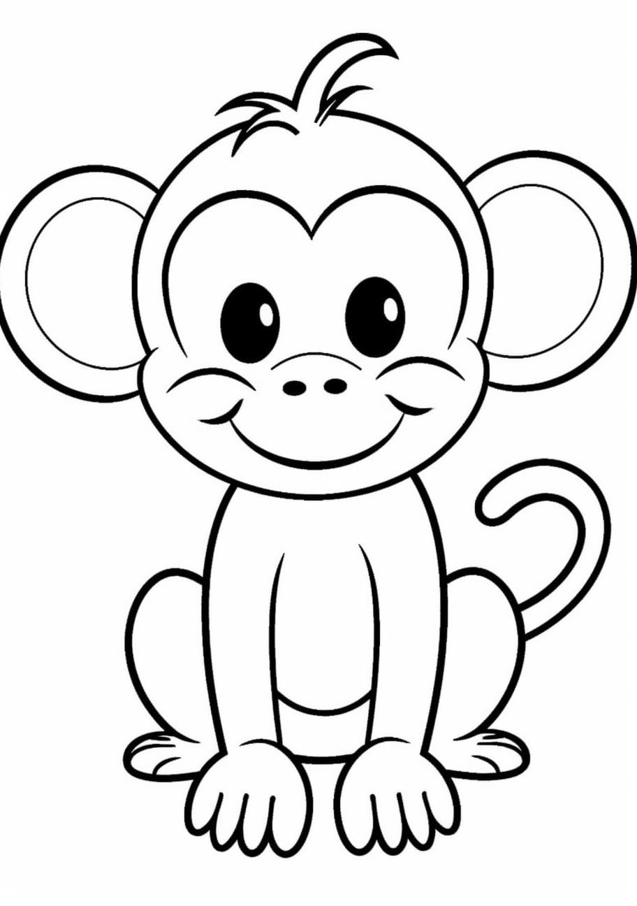 Monkeys Coloring Pages, Cartoon baby Monkey