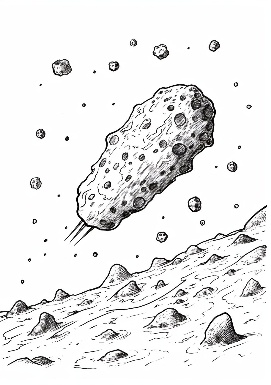 Asteroid Coloring Pages, Asteroid near planet