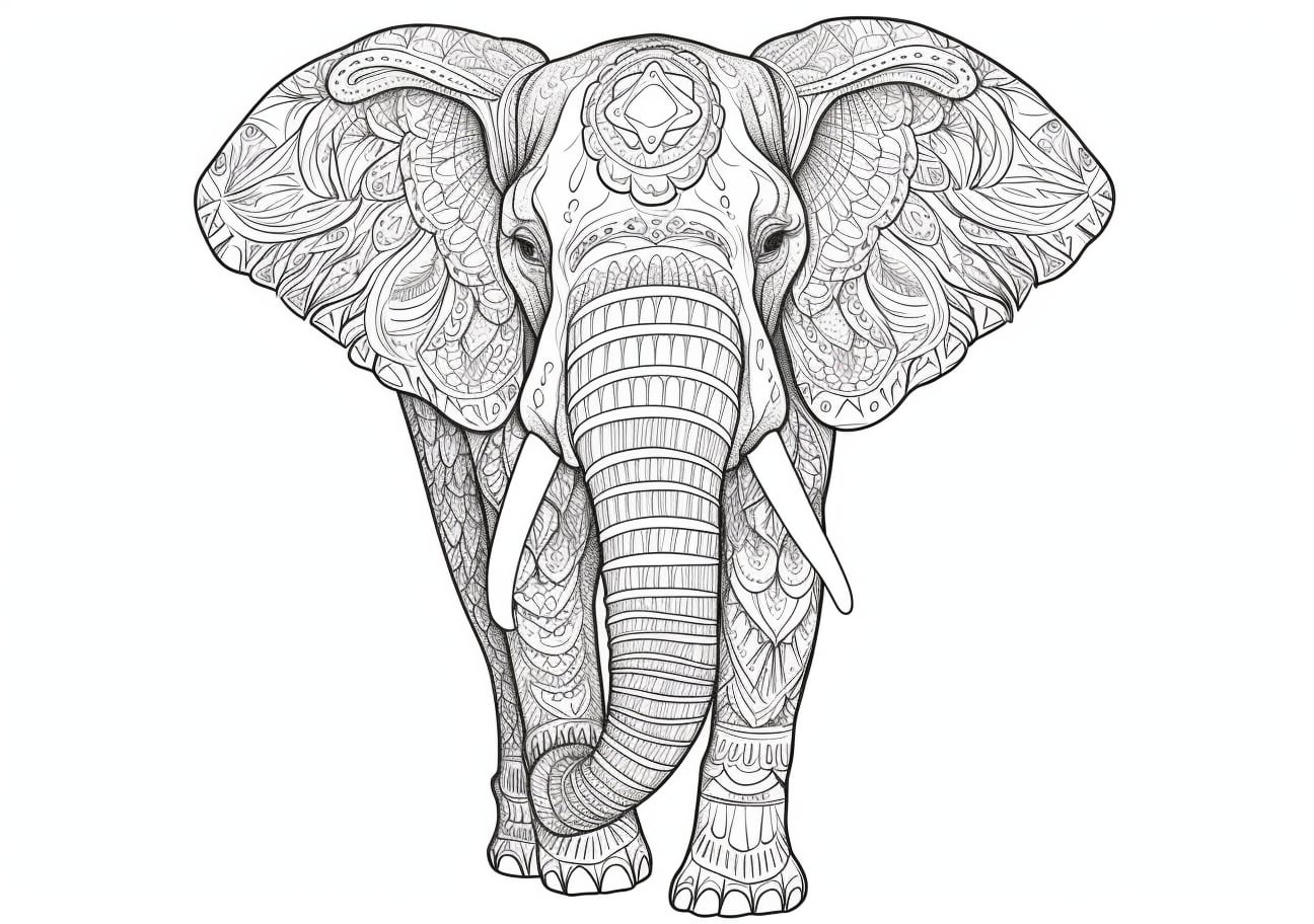 Elephant Coloring Pages, Mandala Elephant