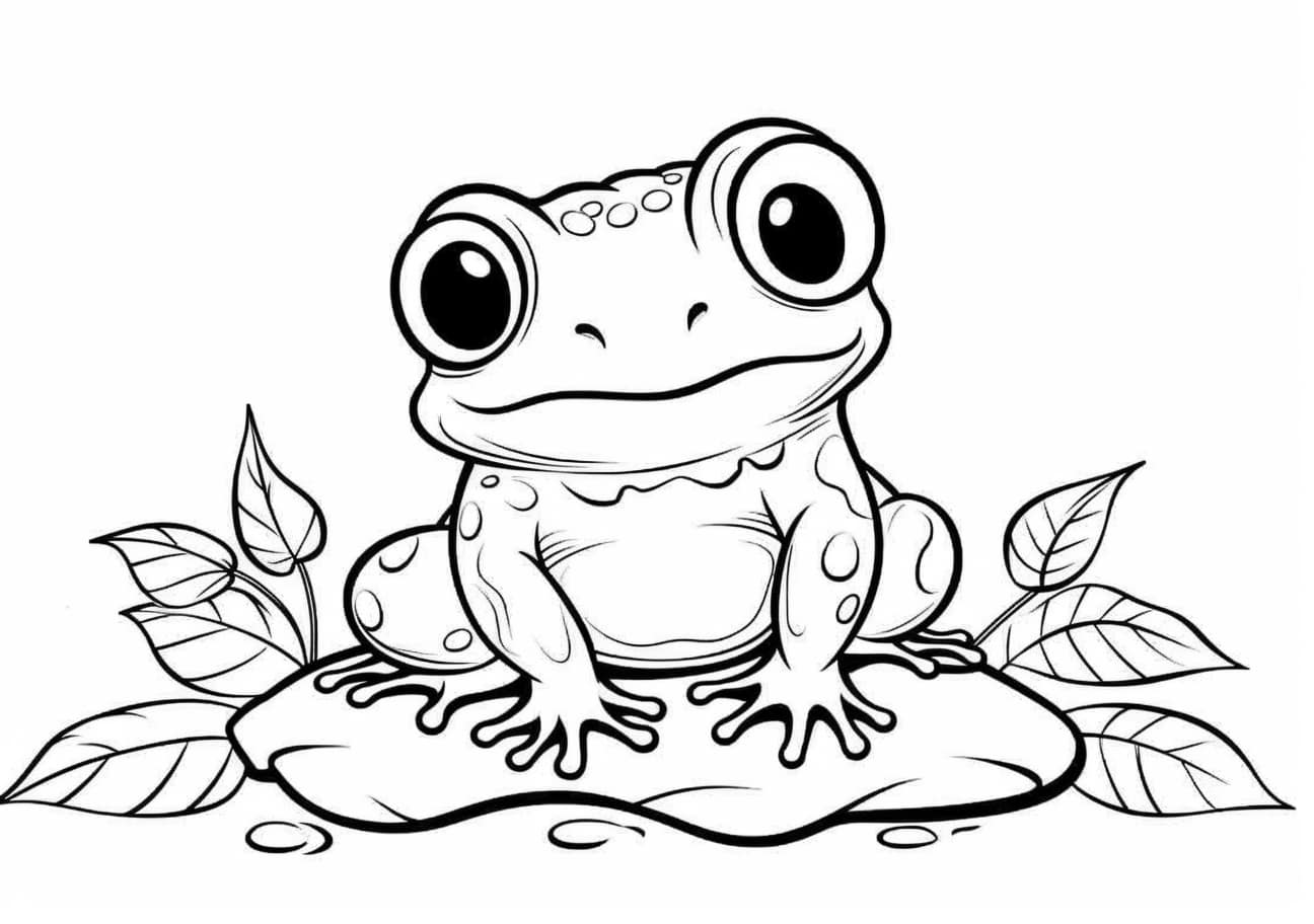 Frog Coloring Pages, sapo gracioso en el pantano