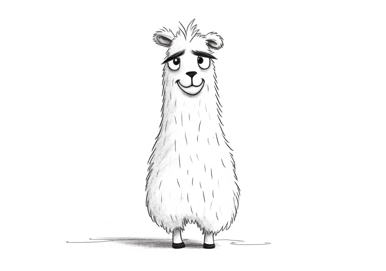 The Llama Coloring Pages, Cute cartoon lama