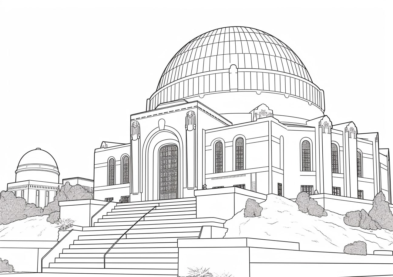 Observatory Coloring Pages, griffith observatory