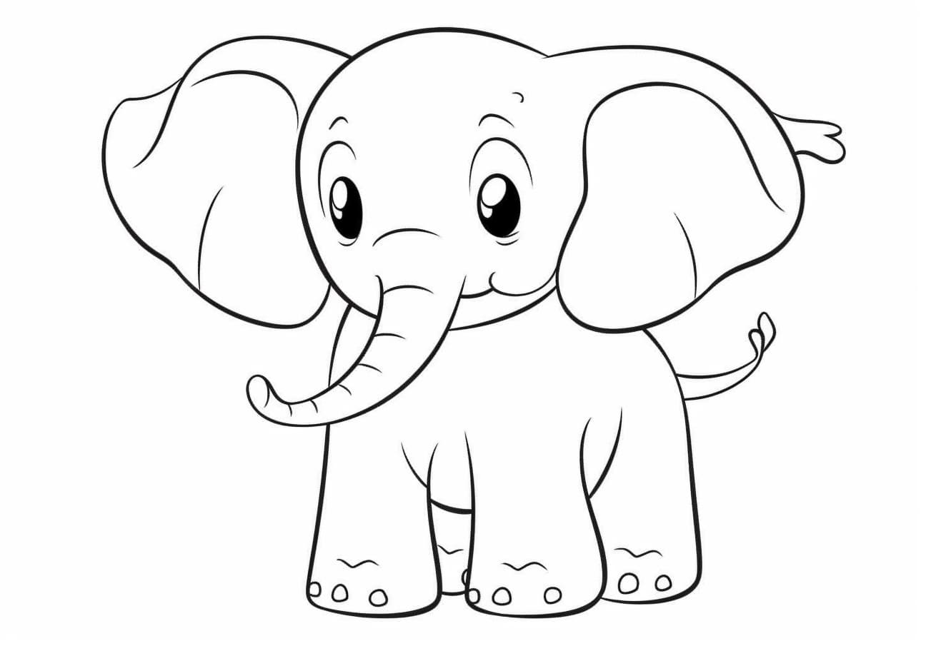 Сute animals Coloring Pages, cute elephant for kids