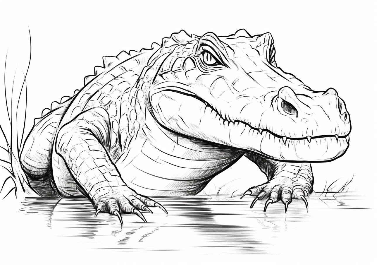 Alligators Coloring Pages, Un caimán serio