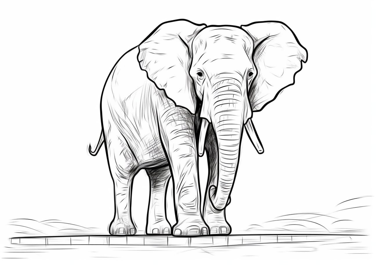 Elephant Coloring Pages, Adult Elephant in the wild
