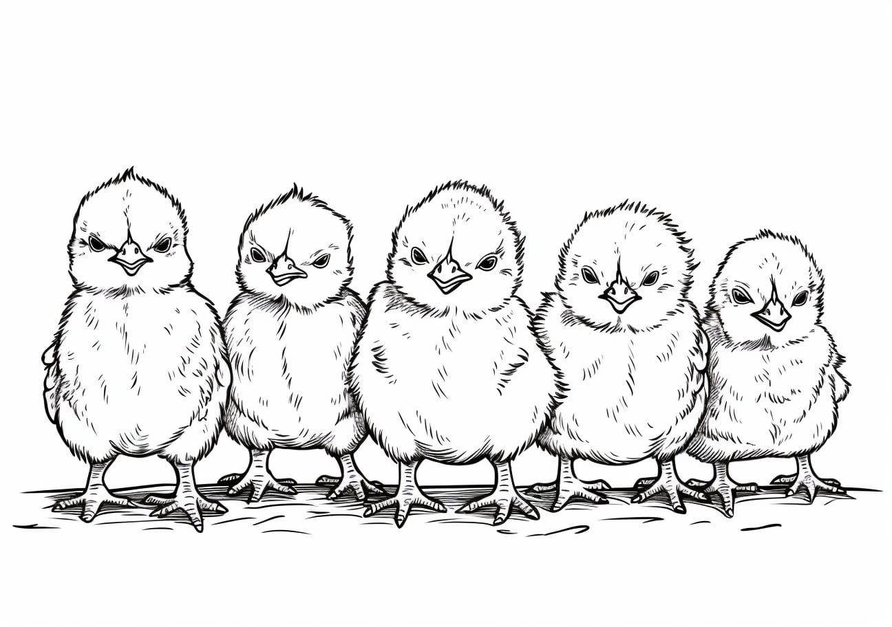 Baby chicks Coloring Pages, ヒナの赤ちゃん