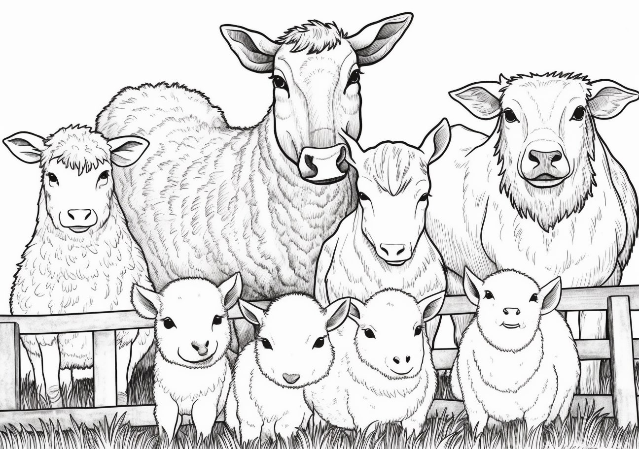 Farm Animals Coloring Pages, farm animals look at you