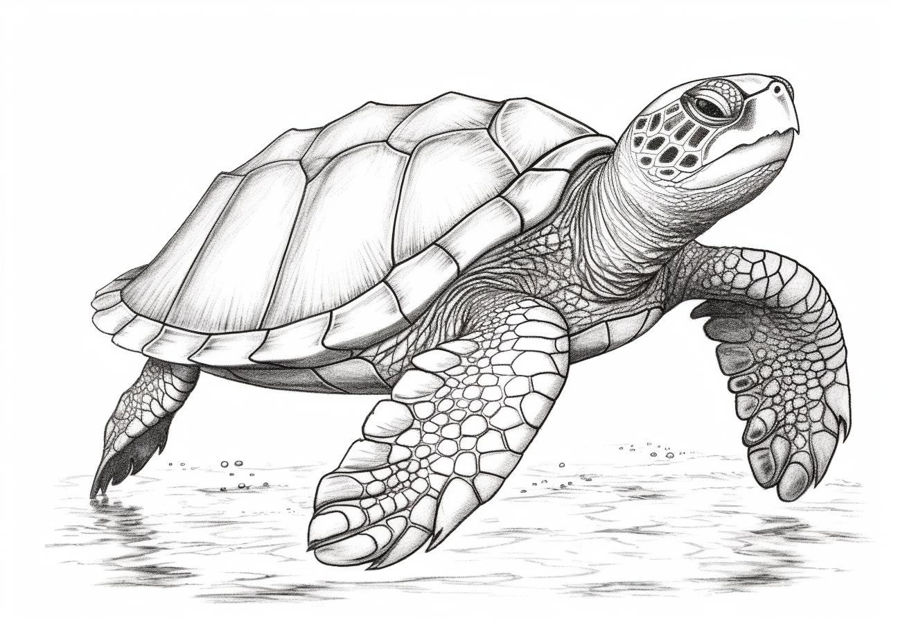 Turtle Coloring Pages, tortuga nadando