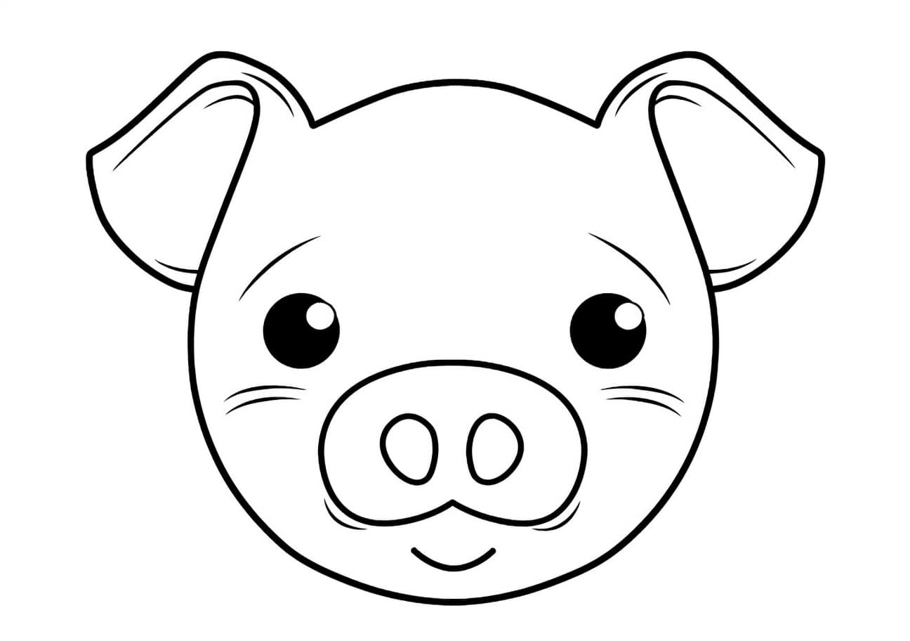 Pig Coloring Pages, cartoon pig face, emoji pig