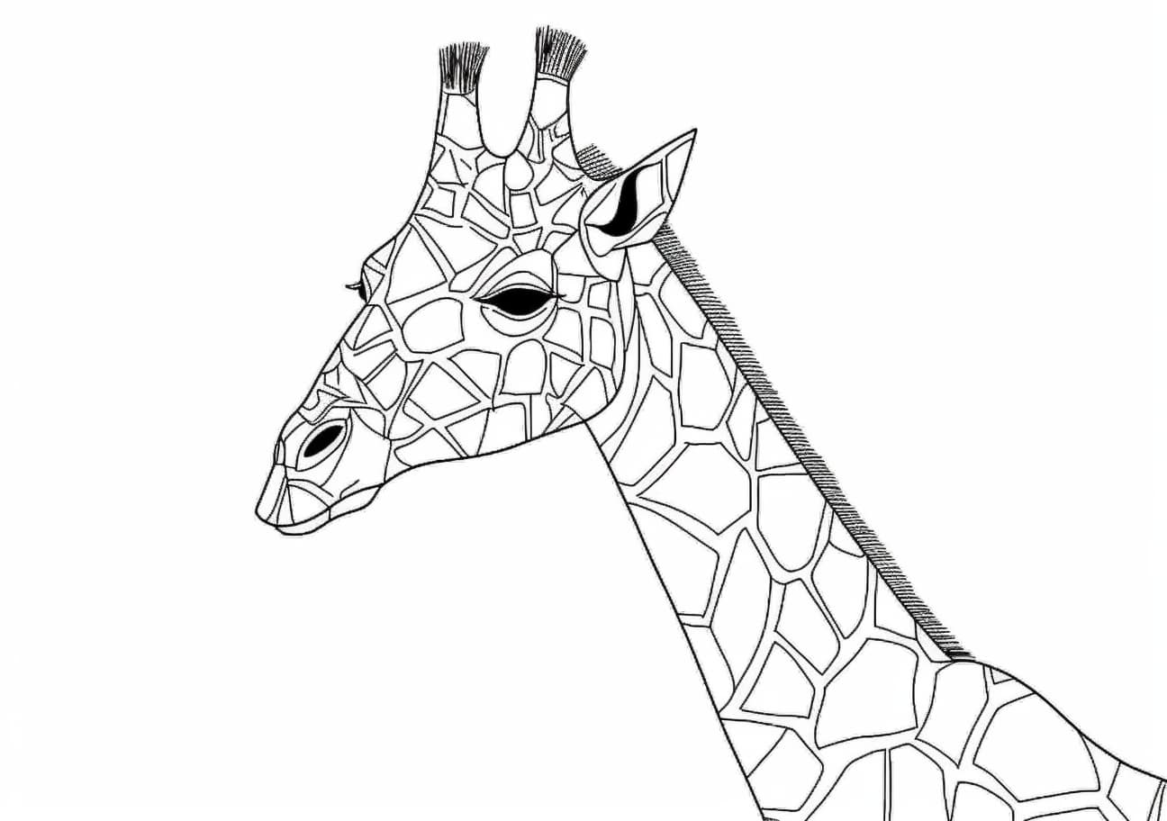 Giraffe Coloring Pages, Adult single Giraffe