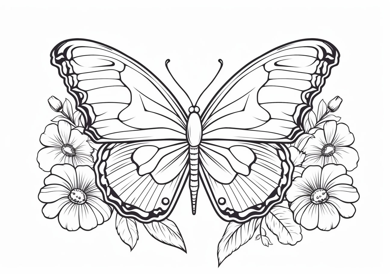 Butterflies And Flowers Coloring Pages, Butterflie And Flower