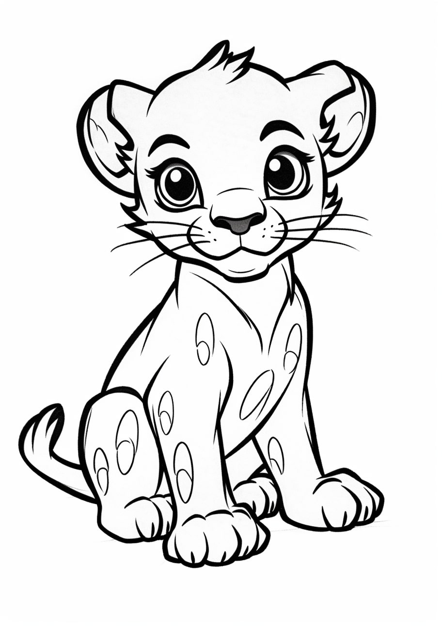 Panther Coloring Pages, Bebé Pantera de dibujos animados
