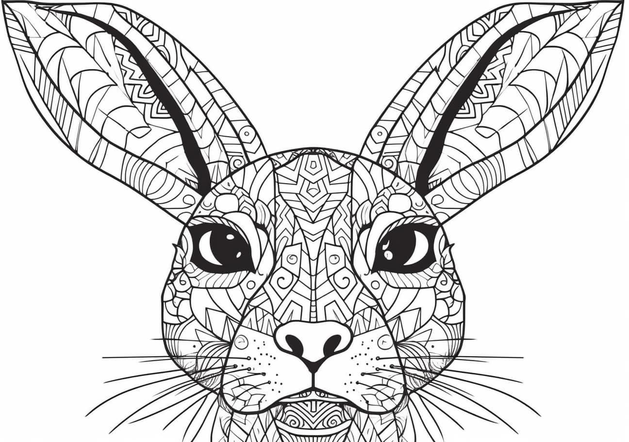 Rabbit Coloring Pages, フェイスラビット、ハードカラーリング