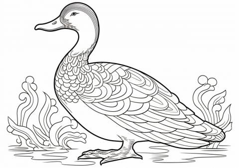 Ducks Coloring Pages, Mandala cute Duck