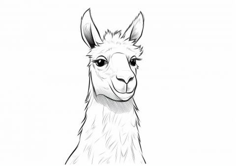 The Llama Coloring Pages, Super realistic face of Llama