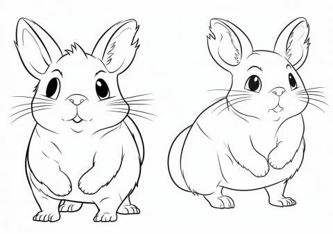 Chinchilla Coloring Pages, two cute Chinchillas