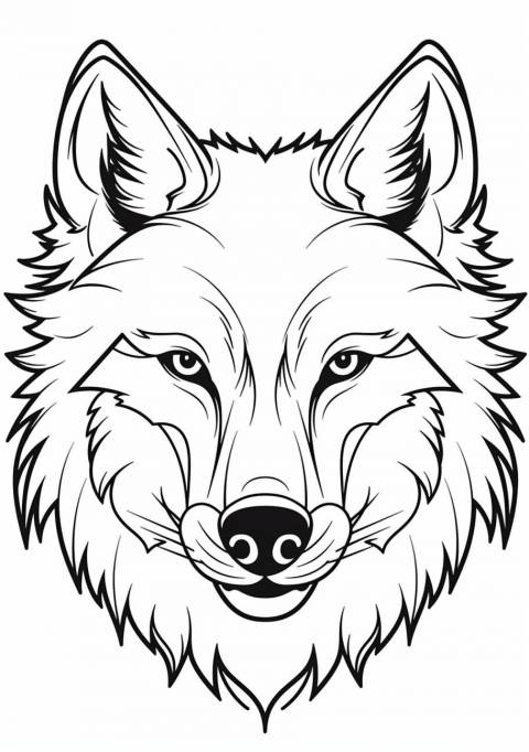 Wolf Coloring Pages, Elegant Wolf face