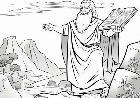The Ten Commandments Coloring Pages, Moïse et les 10 commandements