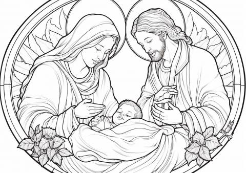 Jesus Is Born Coloring Pages, Jesus, Mary and Joseph