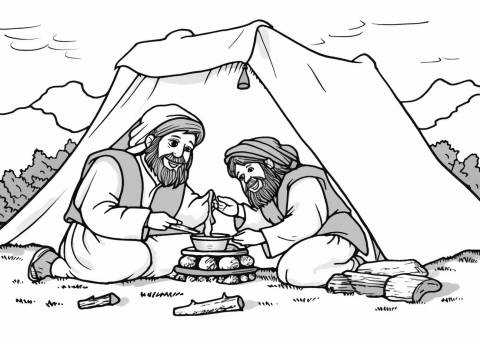 Jacob and Esau Coloring Pages, Jacob, Esau and the stew