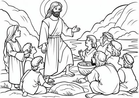 Jesus Coloring Pages, Jesús predicando