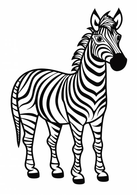 Zebra Coloring Pages, Cartoons simple Zebra