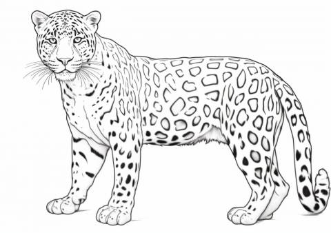 Leopards Coloring Pages, Leopardo a tamaño natural