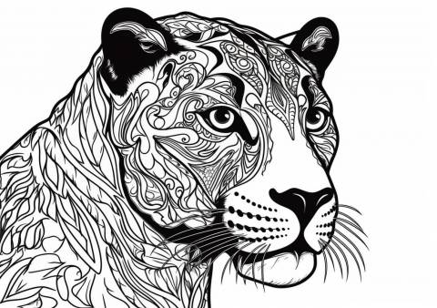 Panther Coloring Pages, Mandala Panther