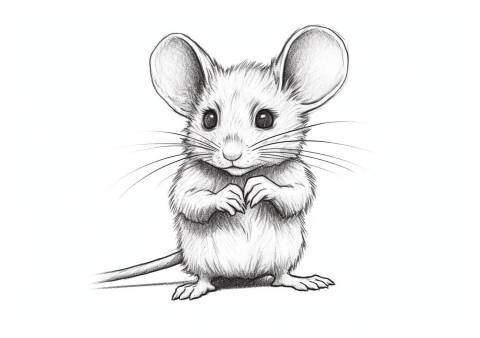 Mice Coloring Pages, Ratón bebé realista