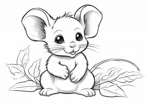 Mice Coloring Pages, カートゥーン調のベビーマウス