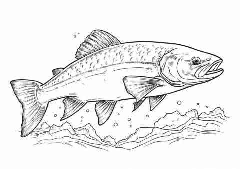 Aquatic Animals Coloring Pages, Trout fish, original view