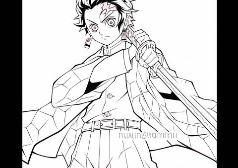 Tanjiro Kamado Coloring Pages Free Printable