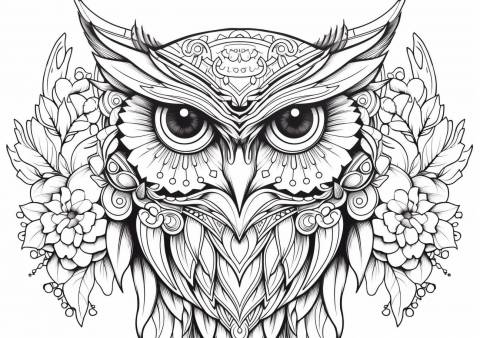 Owl Coloring Pages, Mandala owl