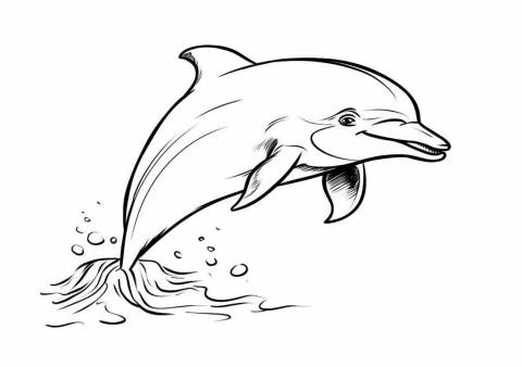 Dolphin Coloring Pages, Simple dolphin coloring page