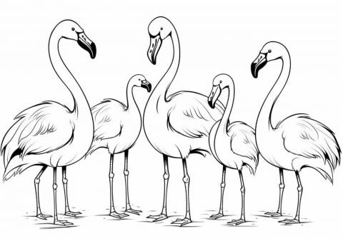 Flamingos Coloring Pages, Family of Flamingos