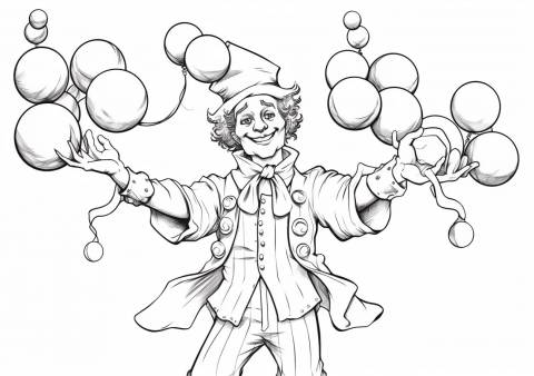 Circus & Carnival Coloring Pages, Clown et ballons