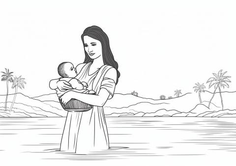 Baby Moses Coloring Pages, Egypt princes and Baby-Moses