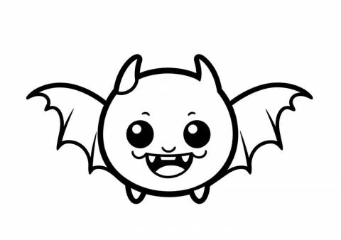 Bat Coloring Pages, 笑顔のコウモリの絵文字