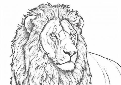 Lion Coloring Pages, Grace lion face