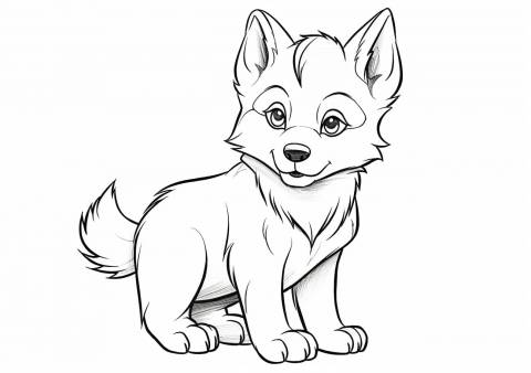 Husky Coloring Pages, ハスキーの赤ちゃん漫画