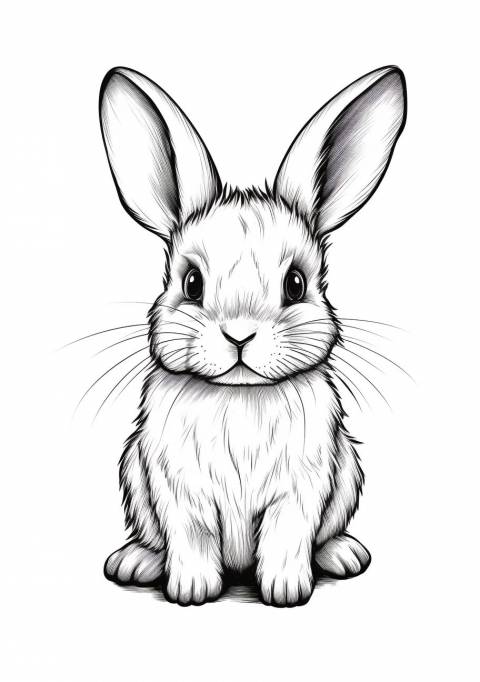 Cute bunny Coloring Pages, Cute realistic bunny