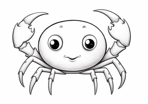 Crabs Coloring Pages, Simple cartoon crab face