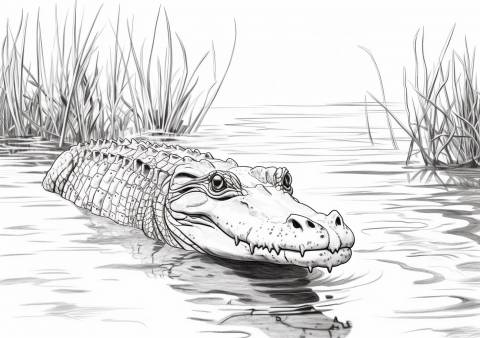 Alligators Coloring Pages, Alligator in water