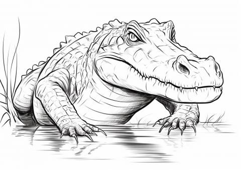Alligators Coloring Pages, A serious alligator